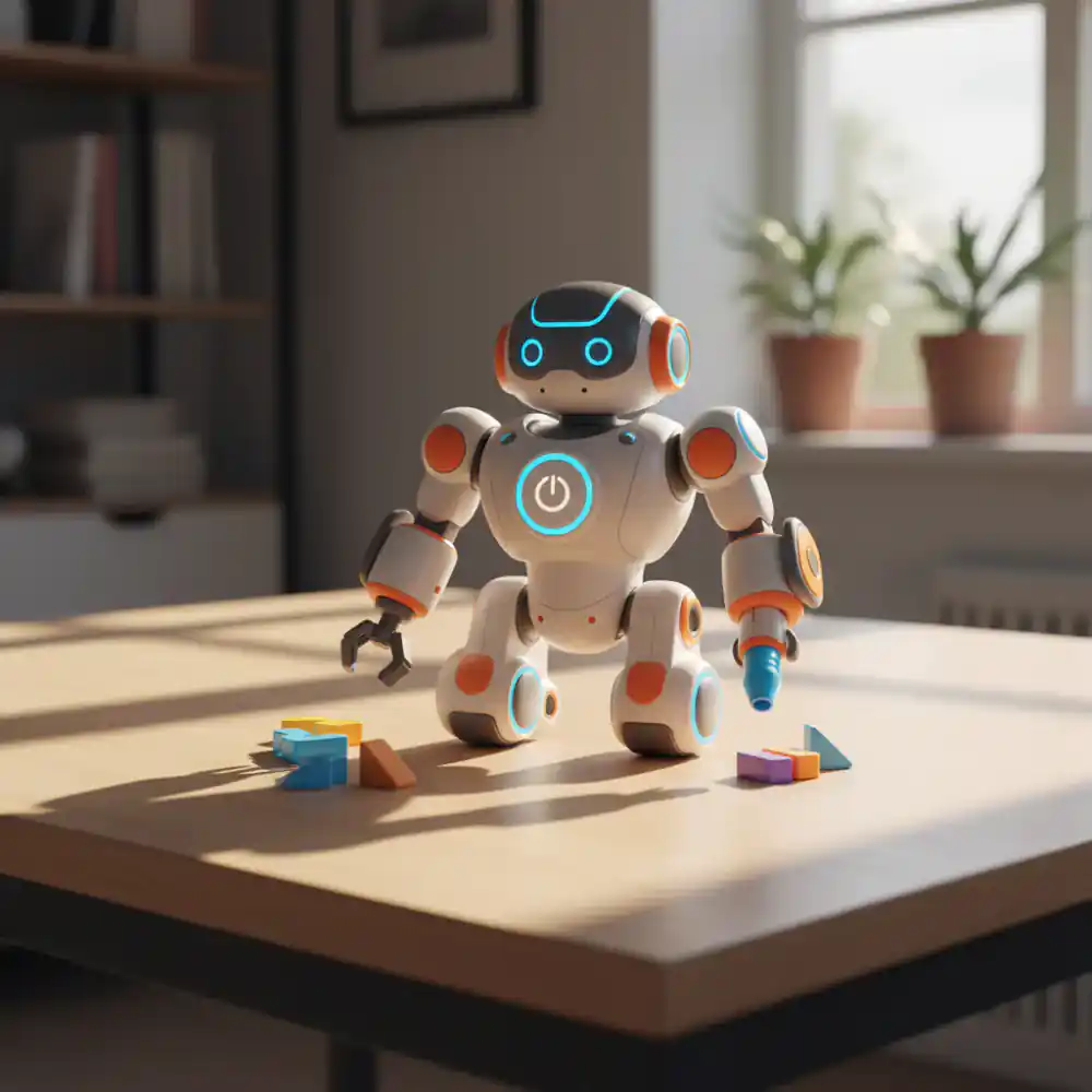 Close up of a new programmable robot toy